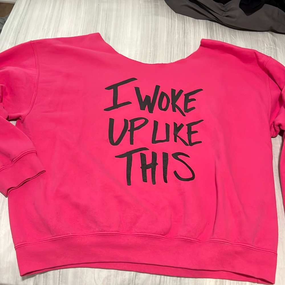 ‘I woke up like this’ 80’s off the shoulder sweatshirt XL